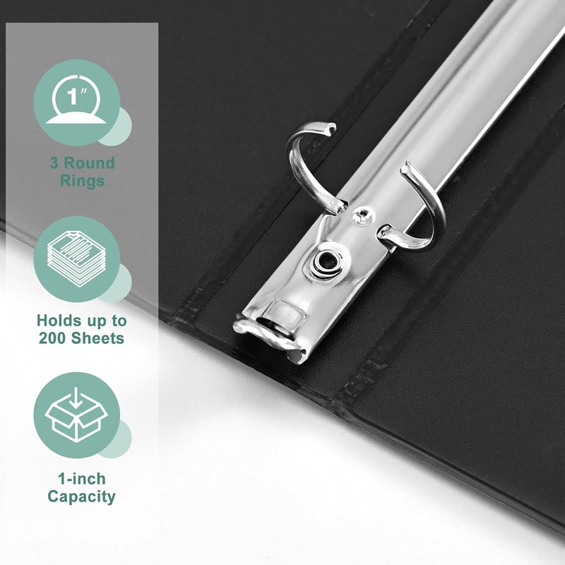 SUIN Economy 1-Inch 3-Ring-Binder, Customizable Clear View Cover, for US Letter Size 8-1/2 x 11'', Perfect for Office/School (Black - 2 Packs) - Image 4